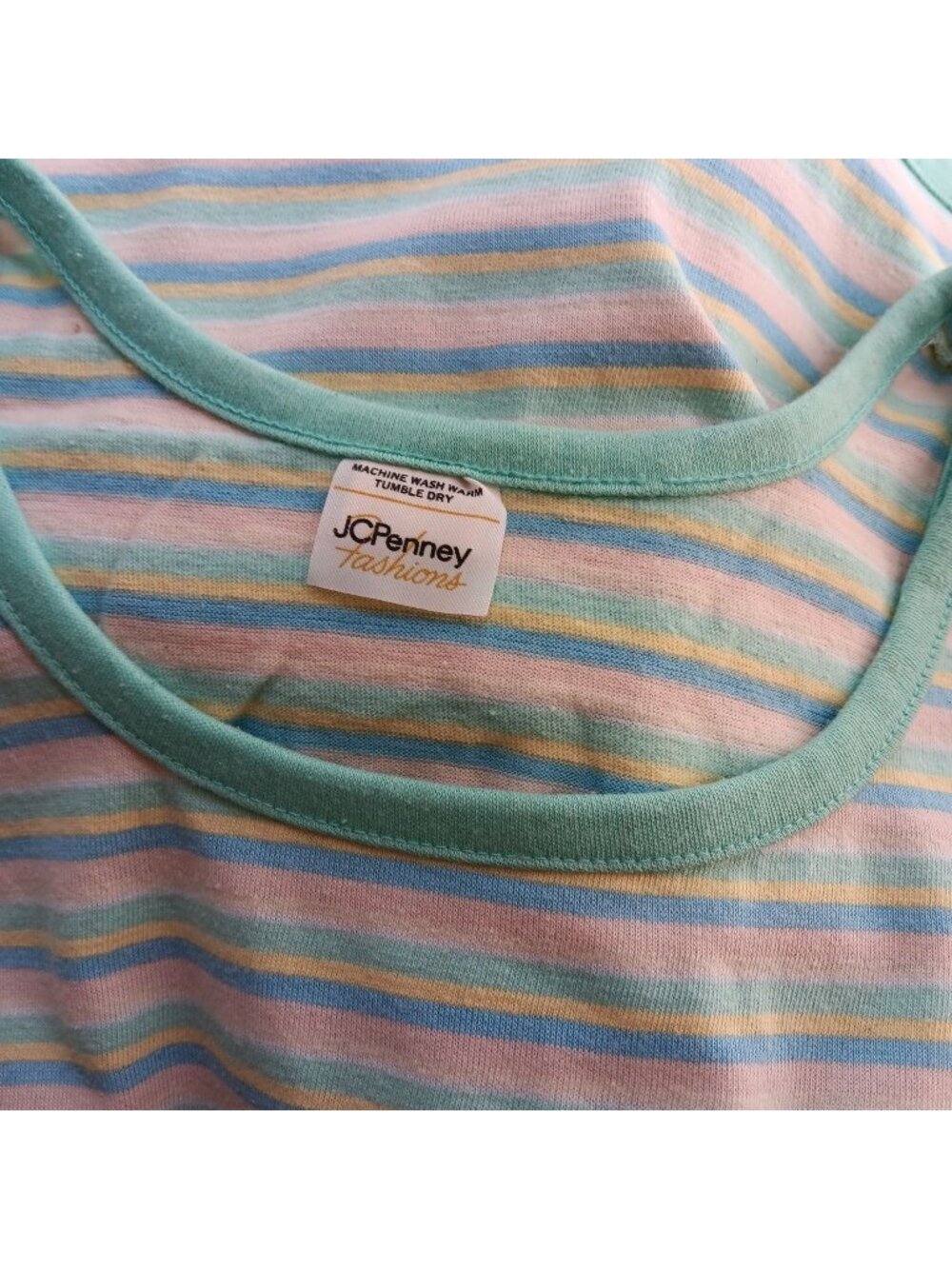 Vintage Tank Top JCPenney XS True 1980's Mom Pastel Striped